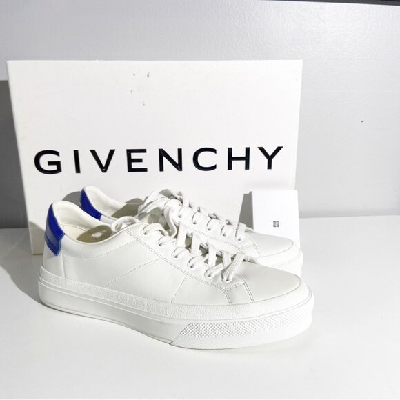 GIVENCHY City Sport logo-detailed leather sneakers in White and Blue - Picture 1 of 10